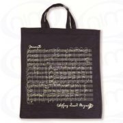 Taška s potiskem - notová osnova a podpisem Mozart v černé barvě