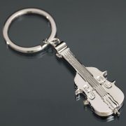 Kovový přívěsek na klíče - stříbrné housle