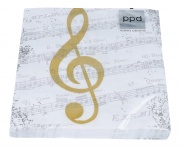 Papírové ubrousky na piknik I love Music gold - 20 kusů 33 x 33 cm