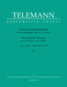 Šest kanonických sonát op. 5 Volume 2 pro dvě příčné flétny, nebo dvoje housle 2 - Georg Philipp Telemann