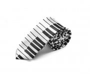 Kravata s potiskem klaviatura - bílo/černá