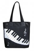 Taška s kapsou a notovým potiskem klaviatura - černá barva
