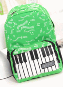 Batoh s přední kapsou a hudebním motivem - zelená barva