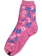 Dámské ponožky v růžové barvě hudební potisk