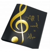 Papírová složka zlatá barva - All I need is music