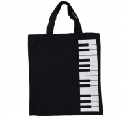 Taška na noty v černé barvě s potiskem klaviatura