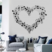 Nálepka na zeď hudební srdce