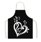 Černá kuchyňská zástěra - hudební srdce