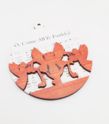 Dřevěná kulatá ozdoba na stromeček O Come, All Ye Faithful - Ó, pojďte, všichni věrní