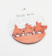 Dřevěná kulatá ozdoba na stromeček Jingle Bells - Rolničky