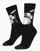 Černé ponožky s potiskem bicí soupravy