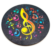 Dřevěný podtácek s potiskem barevného houslového klíče 2