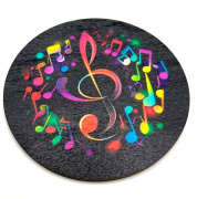 Dřevěný podtácek s potiskem barevného houslového klíče 3