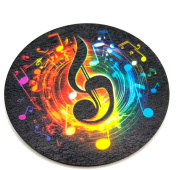 Dřevěný podtácek s potiskem barevného houslového klíče 6