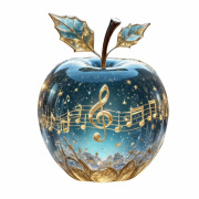 2D stojánek s motivem hudební jablko