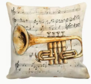 Retro povlak na polštář s motivem trumpeta