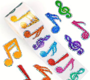 10 ks barevných samolepek s hudebním motivem