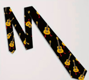 Kravata s potiskem barevných kytar